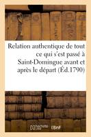 Relation authentique de tout ce qui s'est passé à Saint-Domingue avant et après le départ, forcé de l'assemblée coloniale sur le vaisseau de guerre 'le Léopard'...