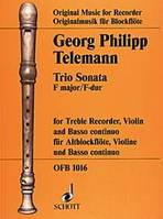 Trio Sonata in F major, treble recorder, violin and basso continuo. Partition et parties.