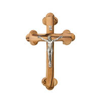 CRUCIFIX ORTHODOXE BOIS OLIVIER CHRIST METAL 120MMS
