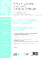 JOURNAL INTERNATIONAL DE BIOETHIQUE ET D'ETHIQUE DES SCIENCES 4-2023 - VOL34 - L'ALIMENTATION ENTRE, L'alimentation entre éthique, science et innovation