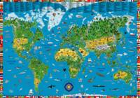 Carte du monde illustrée pour enfants 135 x 95 cm