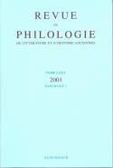 Revue de philologie, de littérature et d'histoire anciennes volume 75, Fascicule 1