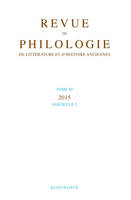 Revue de philologie, de littérature et d'histoire anciennes volume 89, Fascicule 2