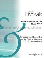 Slavonic Dance No. 15, op. 72/7. 2 oboes, 2 clarinets, 2 horns, 2 bassoons, double bassoon or double bass ad libitum. Partition et parties.