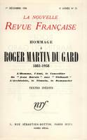 Hommage ŕ Roger Martin du Gard N' 72 (Décembre 1958), (1881-1958)