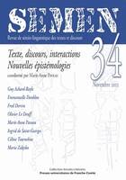 Semen, n° 34/2012, Texte, discours, interactions – Nouvelles épistémologies