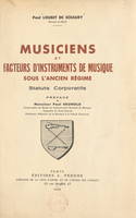 Musiciens et facteurs d'instruments de musique sous l'Ancien régime, Statuts corporatifs