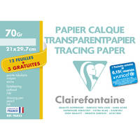 Pochette Papier calque supérieur - 21x29,7cm - 12 Feuilles + 3 gratuites - 70/75g