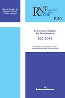 RNTI E.30, Extraction et Gestion des Connaissances, EGC'2016