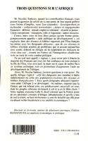 Trois questions sur l'Afrique, Lettre à Nicolas Sarkozy