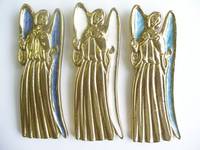 PLAQUE BRONZE DORE ANGE EMAIL TURQUOISE