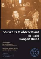 Souvenirs et observations de l’abbé François Duine