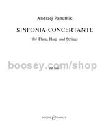 Sinfonia Concertante, flute, harp and strings. Partition.