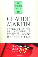 «La Nouvelle Revue française», Table et index de 1908 à 1943