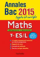 Annales Bac 2015 sujets et corrigés - Maths Terminale ES