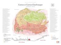 Affiche Corton & Corton-Charlemagne Grand Cru, Carte parcellaire murale des producteurs de l'appellation