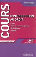 COURS INTRODUCTION AU DROIT, cours et travaux dirigés, premier semestre L1