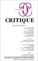 Revue critique 761, Le sacré revisité