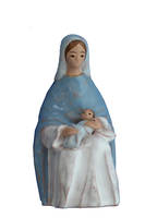 STATUE VIERGE FAIENCE EMAILEE TURQUOISE