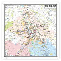 Carte de Toulouse et son Agglomération - Poster Plastifié 120x120cm