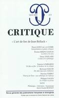 Revue critique 672, L'art de lire de Jean Bollack