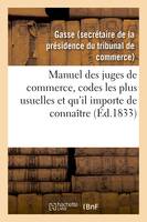 Manuel des juges de commerce, réunissant celles des dispositions des codes les plus usuelles