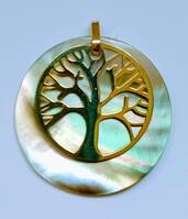 MEDAILLE OR 9 CARATS ARBRE DE VIE 0.55G 17MMS NACRE