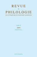 Revue de philologie, de littérature et d'histoire anciennes volume 83, Fascicule 2