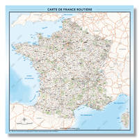 Carte de France Routière - Poster Plastifié 100x100cm