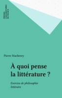 À quoi pense la littérature, Exercices de philosophie littéraire