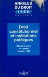 Droit constitutionnel et institutions politiques 1996, DEUG de droit 1ère année, session 1996