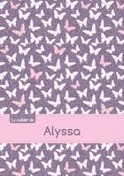 Le cahier d'Alyssa - Petits carreaux, 96p, A5 - Papillons Mauve