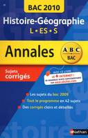 ANNALES BAC 2010 HISTOIRE GEOGRAPHIE L ES S CORRIGES