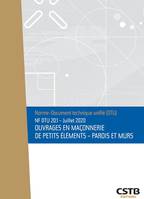 NF DTU 20.1 Ouvrages en maçonnerie de petits éléments - Parois et murs, Edition de juillet 2020