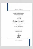 Oeuvres complètes / madame de Staël, 1, Oeuvres critiques, Et autres essais littéraires