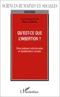 QU'EST-CE QUE L'INSERTION ?, Entre pratiques institutionnelles et représentations sociales