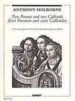 Two Pavans and two Galliards, 5 recorders (SAATB). Partition d'exécution.