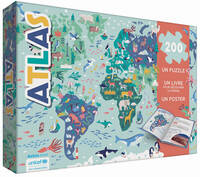 Atlas : un puzzle, un livre pour découvrir le monde, un poster