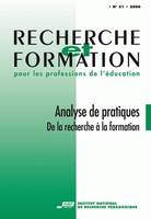 Recherche et formation, n° 051/2006, Analyse de pratiques : de la recherche à la formation