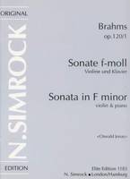 Sonata in F Minor, The composer's arrangement of his Sonata in F Minor for clarinet and piano. op. 120/1. violin and piano.