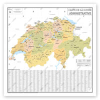 Carte Administrative de la Suisse - Poster Plastifié 120x120cm