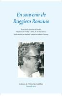 En souvenir de Ruggerio Romano, Actes de la journée d'études, maison de l'italie, paris, le 28 mai 2015