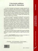 ECONOMIE POLITIQUE DE JOHN R. COMMONS, Essai sur l'institutionnalisme en sciences sociales