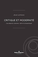 Critique et Modernité, Une sélection d'articles : Kant et Schopenhauer