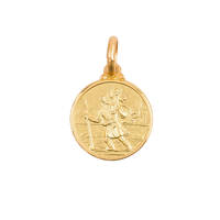 MEDAILLE PLAQUE OR SAINT CHRISTOPHE 14MM