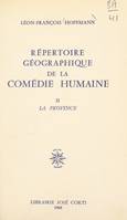 Répertoire géographique de La Comédie Humaine (2), La province