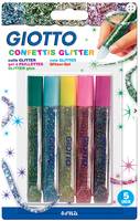Blister 5 stylos 10.5ml glitter glue confettis