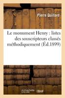 Le monument Henry : listes des souscripteurs classés méthodiquement (Éd.1899)