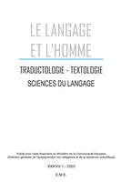 Traductologie, textologie, sciences du langage, Dossier F.L.E.S. - 2003 - 38.1