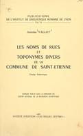 Les noms de rues et toponymes divers de la commune de Saint-Étienne, Étude historique